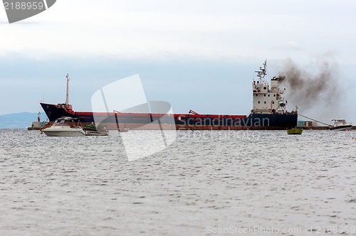 Image of Big cargo ship on the water