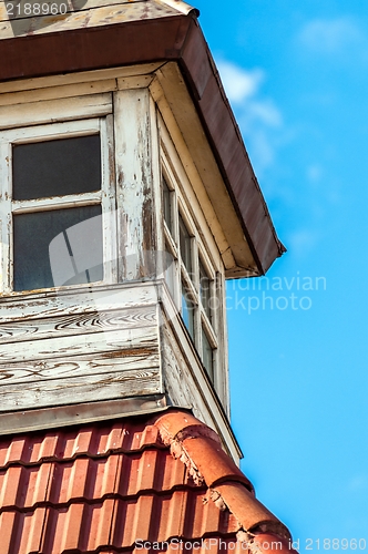 Image of Old bell tower with blue sky