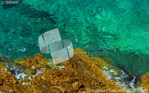 Image of Shore of an ocean with big rocks