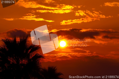 Image of Golden sunset at a mediterranean area