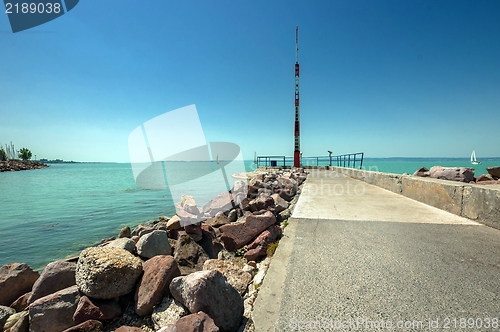 Image of Storm indicator on the shores of a sea