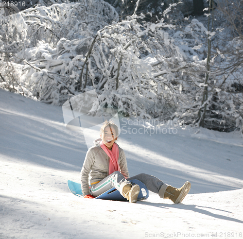 Image of Girl on a sled