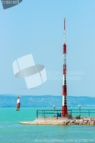 Image of Storm indicator on the shores of a sea