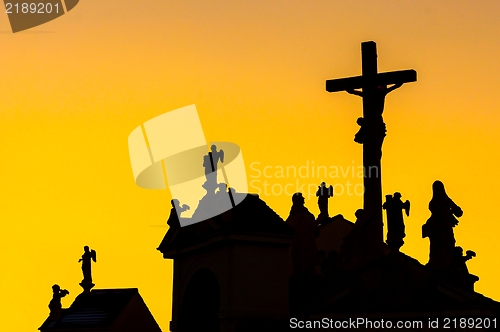 Image of Roof of a church with christian figures