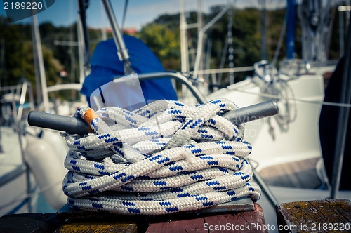 Image of Colorful rope on sailing boat