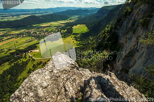 Image of Small village aerial view from the mountains