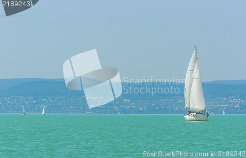 Image of Sailing on beautiful blue sea