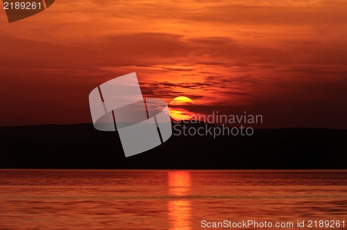 Image of Beautiful sunset at the ocean