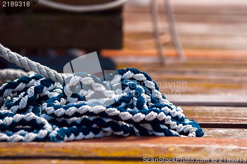 Image of Colorful rope on sailing boat