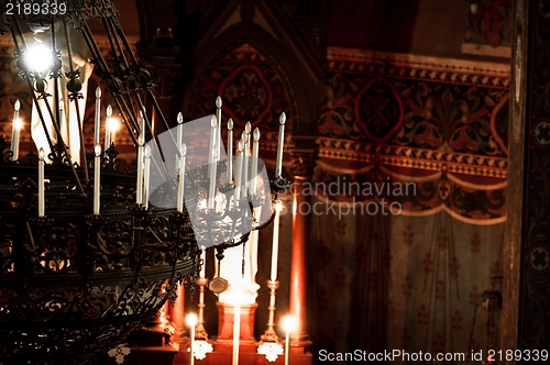 Image of Artificial chandelier in a church