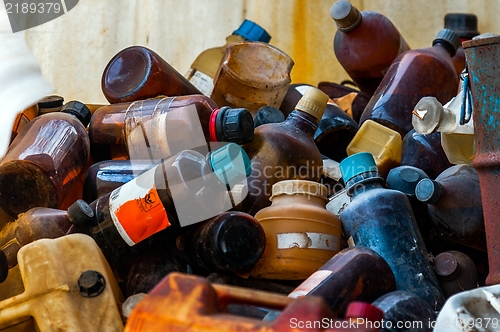 Image of Toxic waste dump with a lot of bottles