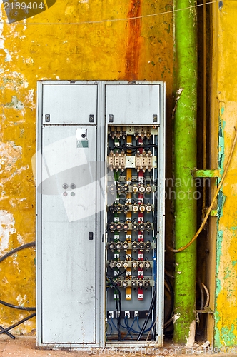 Image of Industrial fuse box on the wall