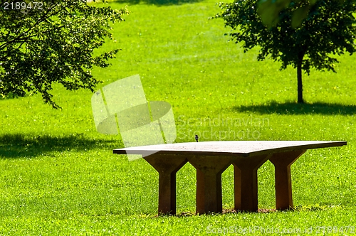 Image of Wooden table at  the park