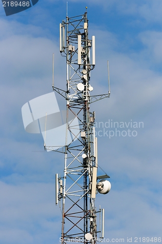 Image of Transmission tower with blue sky