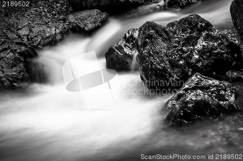 Image of Long exposure photo of a Fast mountain river