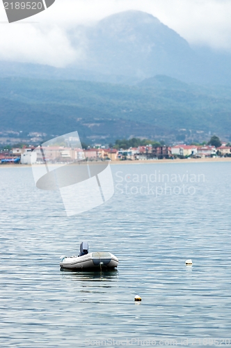 Image of Small rubber boat on the sea