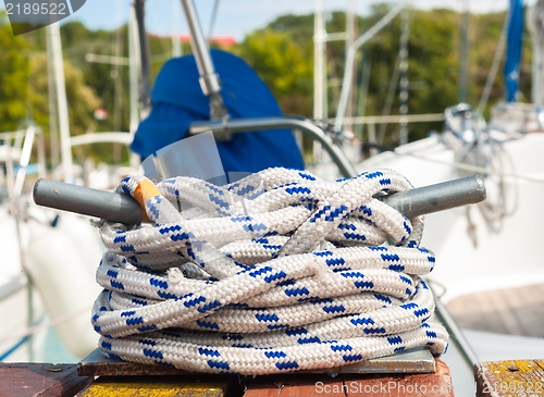 Image of Colorful rope on sailing boat