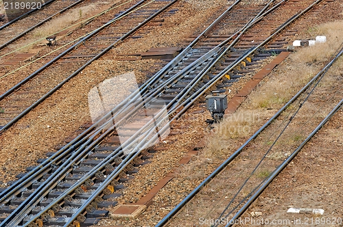 Image of Closeup photo of some rails