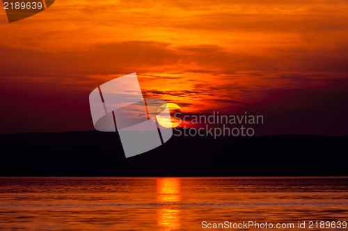 Image of Beautiful sunset at the ocean