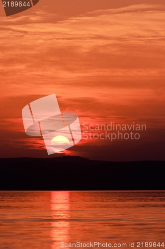 Image of Beautiful sunset at the ocean