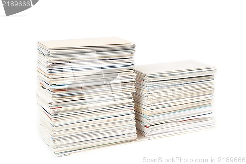 Image of stack of business cards on the table isolated