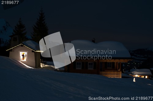 Image of Ski village at night