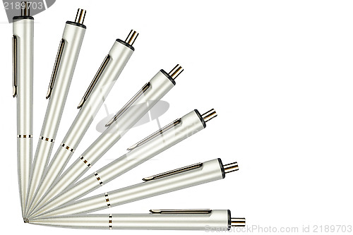 Image of Fan of pens isolated on a white background