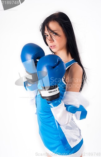 Image of Pretty girl with boxing gloves