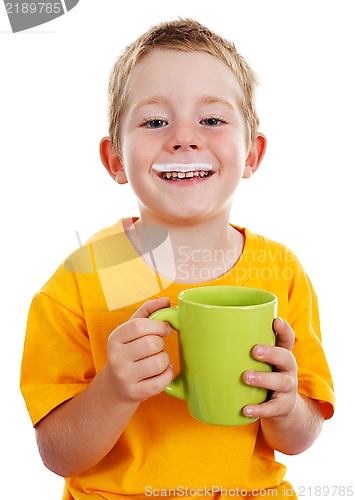 Image of Cheerful boy with milk mustache