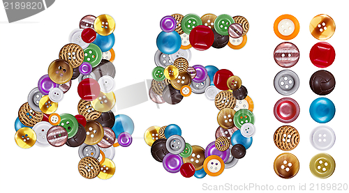 Image of Numbers 4 and 5 made of clothing buttons