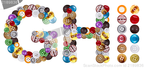 Image of Characters G and H made of clothing buttons