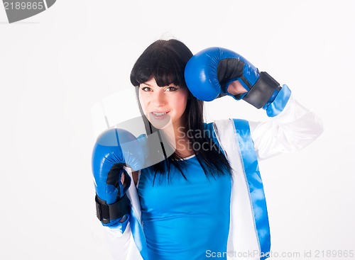 Image of Pretty girl with boxing gloves