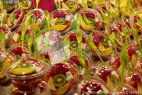 Image of Cut fruit to eat with a fork