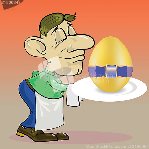 Image of  waiter and easter egg 