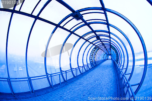 Image of blue covered bridge