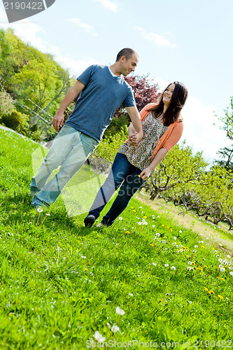 Image of Couple Walking During Spring