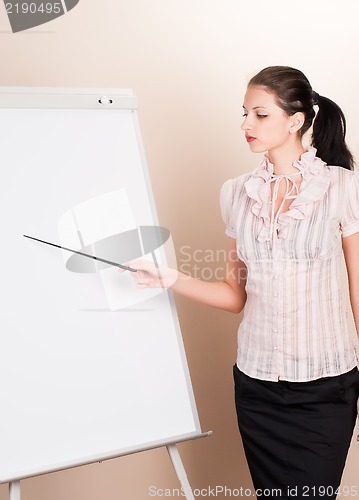Image of Attractive woman making presentation