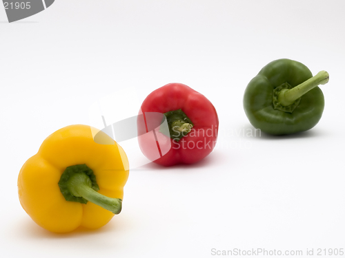 Image of peppers yellow green and red