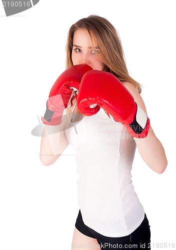 Image of Pretty girl with boxing gloves