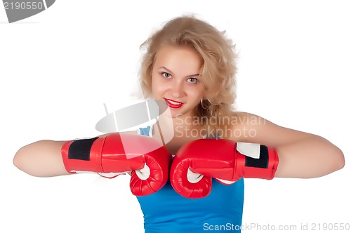 Image of Pretty girl with boxing gloves