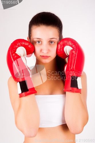 Image of Portrait of female boxer