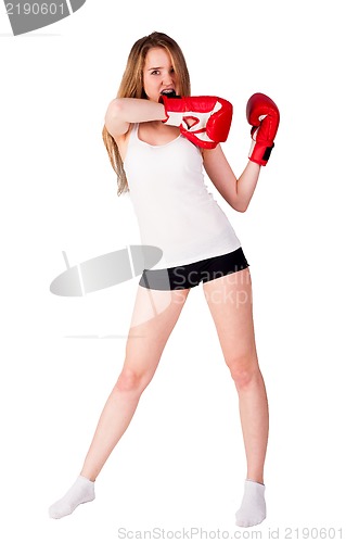 Image of Pretty girl with boxing gloves