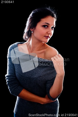 Image of Pretty woman in sweater