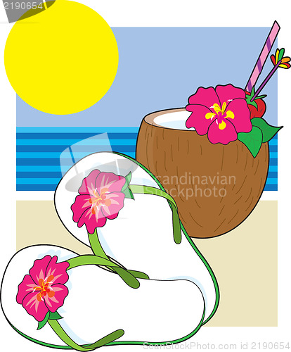 Image of Flip Flops and Drink