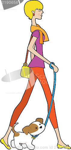 Image of Lady Walking Puppy