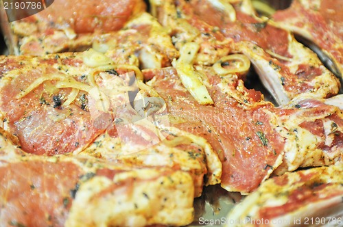 Image of marinated pork meat shashlik