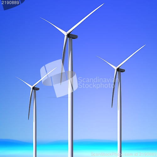 Image of white wind turbines