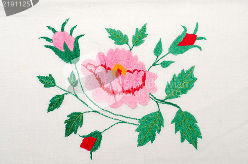 Image of roses as handicraft embroidery good