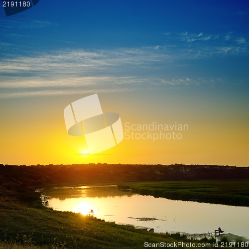 Image of good sunset over river