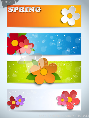 Image of Beautiful Spring Flowers Set of Banners